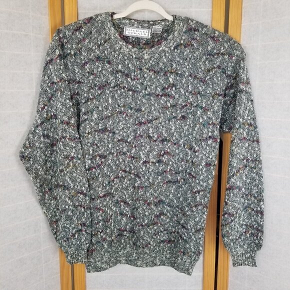 Men's 1990s Pattern Sweater Colorful Oversized Chunky Knit Size Large - Picture 1 of 10